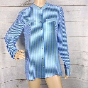 Banana Republic Blue Striped Long Sleeve Blouse